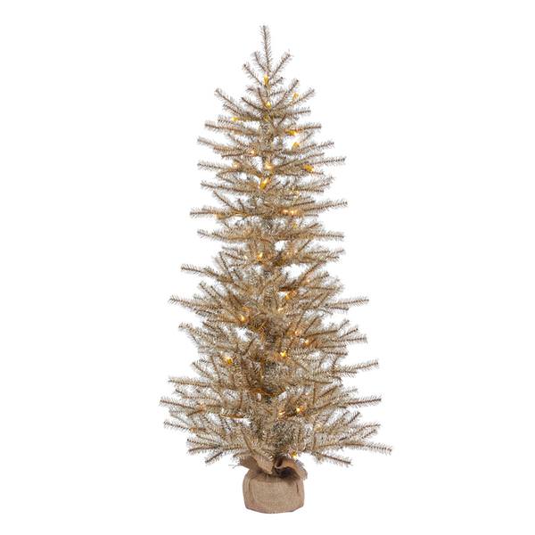3' x 23" Mocha Tinsel 50 Clear Miniature Lights