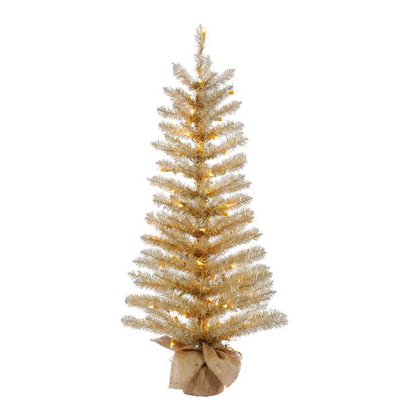 2' x 13" Champagne Tinsel 35 Clear Miniature Lights