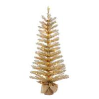 Vickerman 2' x 13" Champagne Tinsel 35 Clear Miniature Lights