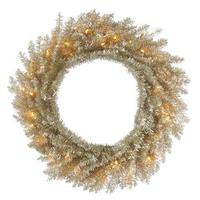Vickerman 24" Artificial Champagne Tinsel 35 Clear Miniature Lights