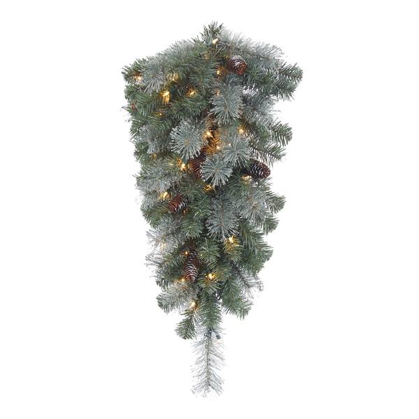 30" Artificial Shasta Blue Mixed Pine Teardrop 35 Clear Miniature Lights