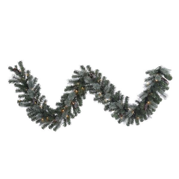 9' x 14" Artificial Shasta Blue Mix Pine Garland 50 Clear Miniature Lights