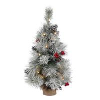 Vickerman 1.5' x 11" Artificial Frosted Mixed Berry Pine 20 Clear Miniature Lights
