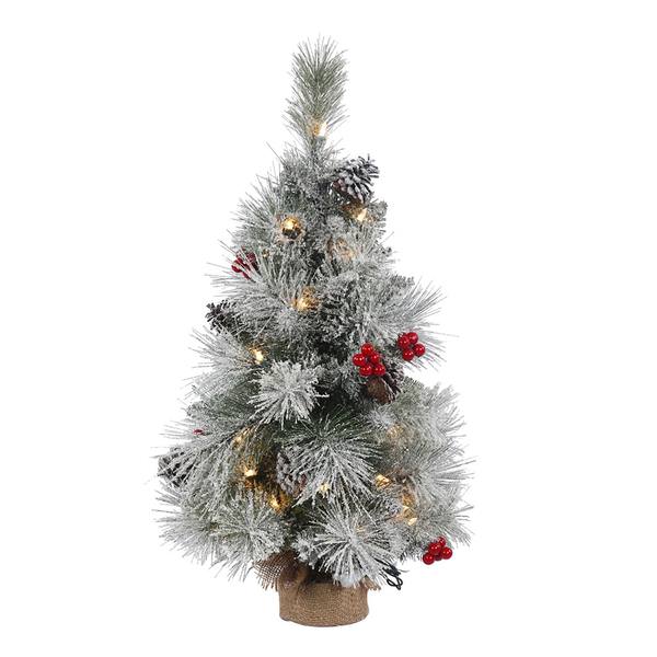 2' x 14" Artificial Frosted Mixed Berry Pine 35 Clear Miniature Lights