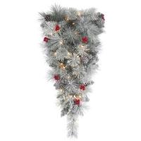 Vickerman 30" Artificial Frosted Mix Berry Pine Teardrop 35 Clear Miniature Lights with Pine Cones and Berries