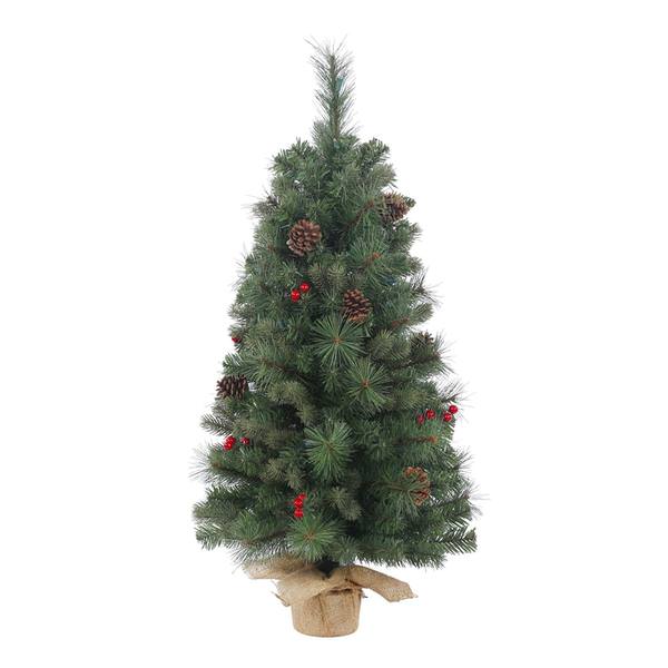 1.5' x 11" Artificial Wesley Mixed Pine with Red Berries and Pine Cones