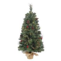 Vickerman 1.5' x 11" Artificial Wesley Mixed Pine 20 Clear Miniature Lights with Red Berries and Pine Cones
