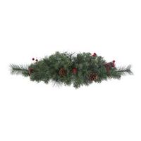 Vickerman 32" Artificial Wesley Mixed Pine Swag with Red Berries and Pine Cones
