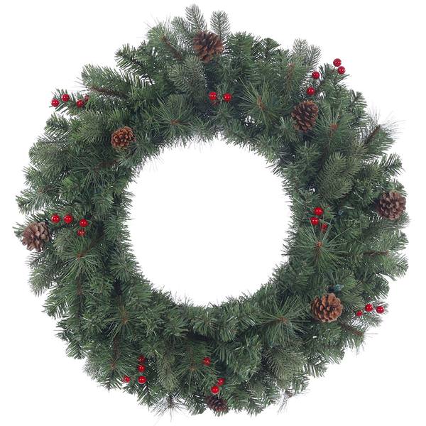 24" Artificial Wesley Mixed Pine with Pine Cones and Red Berries