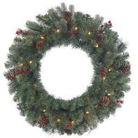 Vickerman 24" Artificial Wesley Mixed Pine 35 Clear Miniature Lights with Pine Cones and Red Berries