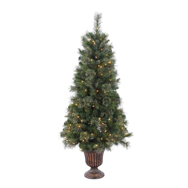 5' x 28" Artificial Potted Butte Mixed Pine 150 Clear Miniature Lights