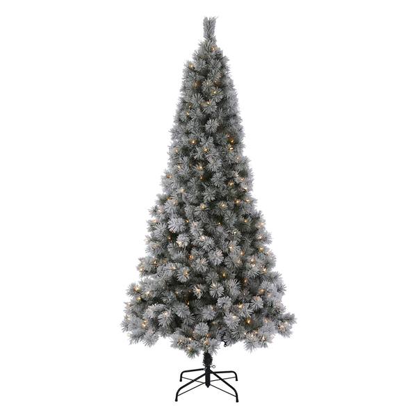4.5' x 25" Artificial Frosted Brewer Pine 150 Clear Miniature Lights