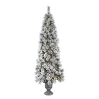 Vickerman 5.5' x 26" Artificial Potted Frosted Brewer 150 Clear Miniature Lights