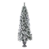 Vickerman 6.5' x 30" Artificial Potted Frosted Brewer Pine