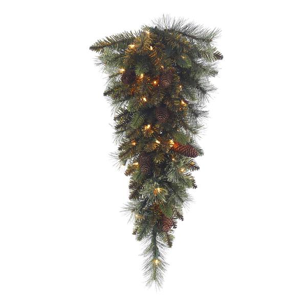 30" Artificial Reno Mixed Pine Teardrop 35 Clear Miniature Lights