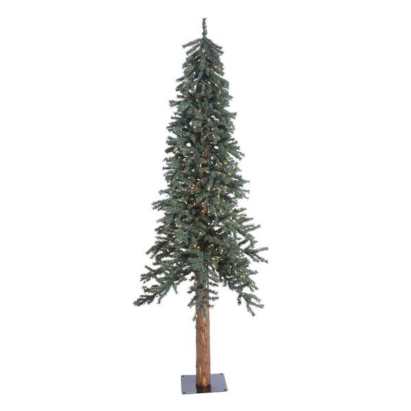 7' x 44.5" Artificial Natural Bark Alpine 300 Clear Lights