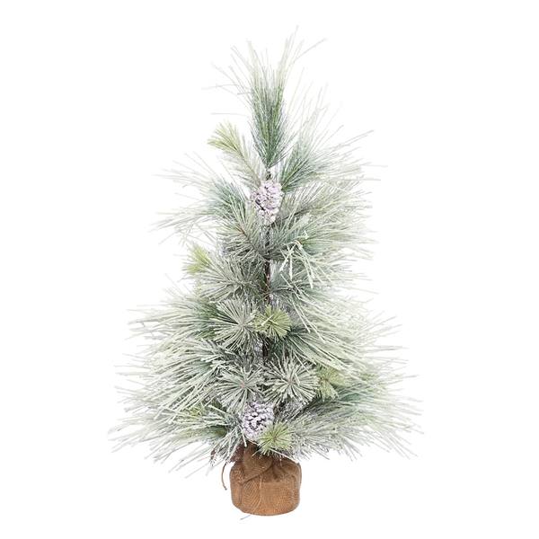 3' x 26" Artificial Frosted Norway Pine with Pine Cones