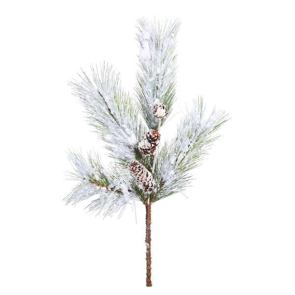 18" Artificial White Pine Spray with Pine Cones