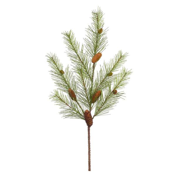 40" Artificial White Pine Spray with Pine Cones