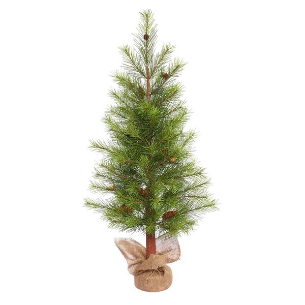 4' x 25" Artificial White Pine with Pine Cones