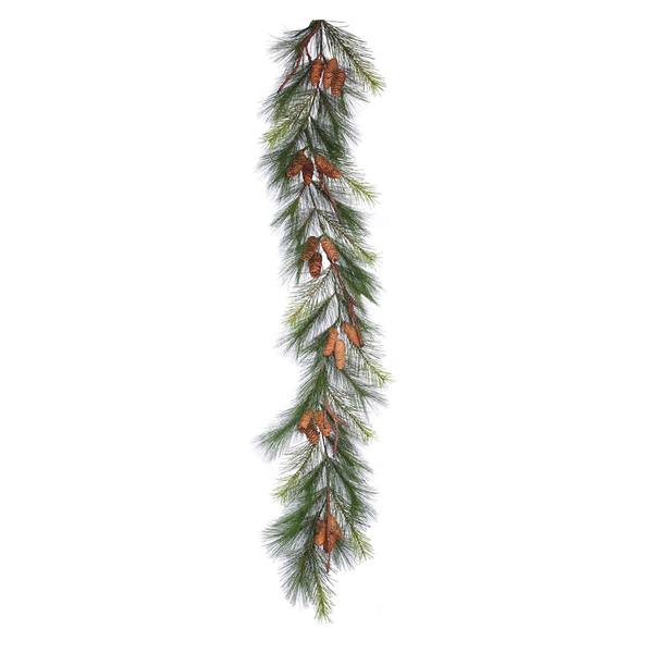 6' x 15" Artificial Bavarian Pine Garland with Pine Cones