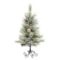 Vickerman 3' x 21" Artificial Frosted Bellevue Pine with Pine Cones