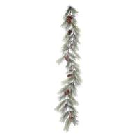 Vickerman 6' x 13" Artificial Frosted Bellevue Pine Garland with Pine Cones