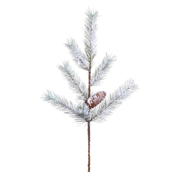 21" Artificial Flocked Ashville Pine Spray with Pine Cones