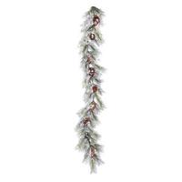 Vickerman 6' x 13" Artificial Flocked Ashville Pine Garland with Pine Cones