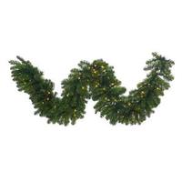 View 9' x 24" Artificial Grand Teton Garland 150 Warm White Wide Angle LED Lights