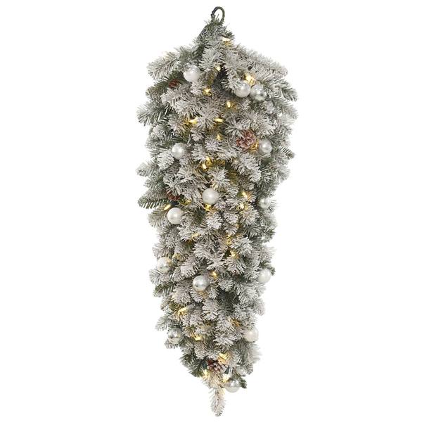 36" x 18" Artificial Flocked Padroni Fir Teardrop 50 Warm White Italian LED Lights