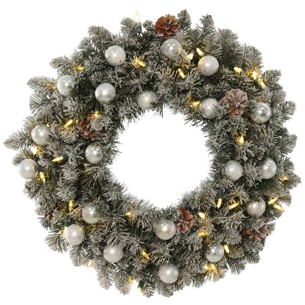 24" Artificial Flocked Padroni Fir 50 Warm White Italian LED Lights