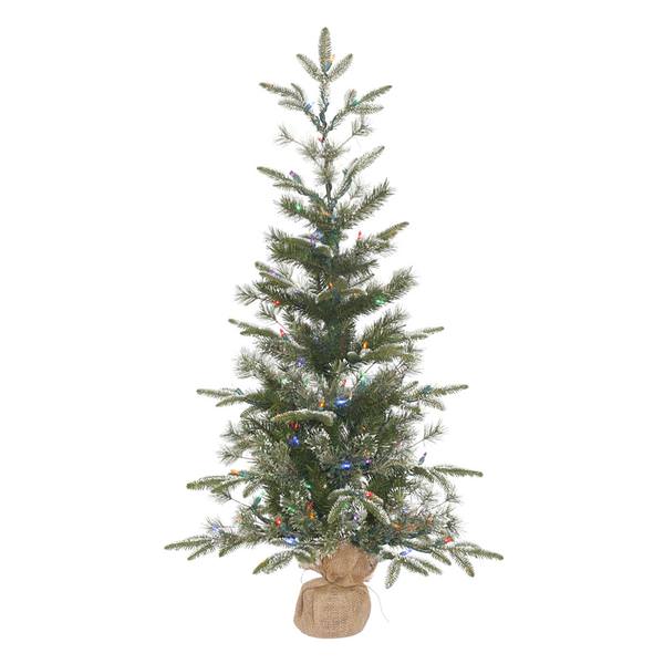 4' x 28" Artificial Frosted Pasco Mixed Pine 100 Multi-Color Italian LED Lights
