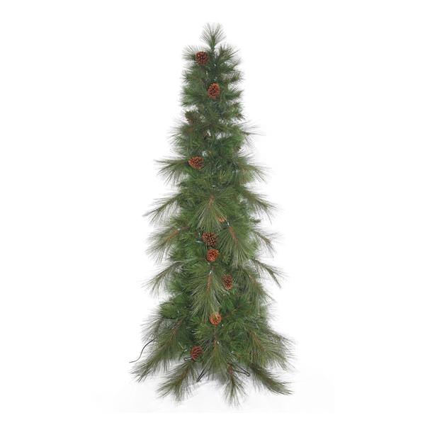 7.5' x 37" Artificial Big Cascade Pine Slim with Pine Cones