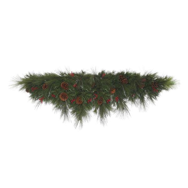 6' Artificial Big Cascade Pine Mantle Swag with Berries and Pine Cones