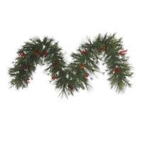 Vickerman 9' x 18" Artificial Big Cascade Pine Garland with Berries and Pine Cones