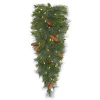 Vickerman 36" x 18" Artificial Savannah Mixed Pine Teardrop 50 Warm White Italian LED Lights with Pine Cones