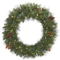 Vickerman 30" Artificial Savannah Mixed Pine 50 Clear Dura-Lit® Miniature Lights with Pine Cones