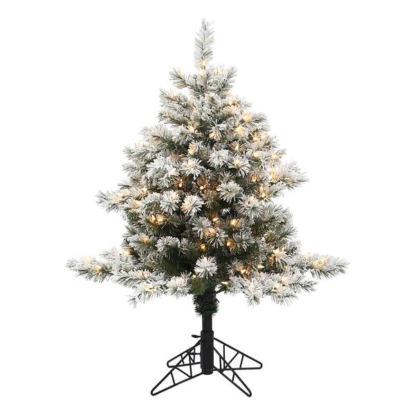 3.5' x 24" Artificial Flocked Fairbanks Pine 150 Clear Miniature Lights