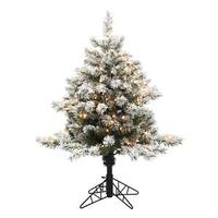 Vickerman 3.5' x 24" Artificial Flocked Fairbanks Pine 150 Clear Miniature Lights
