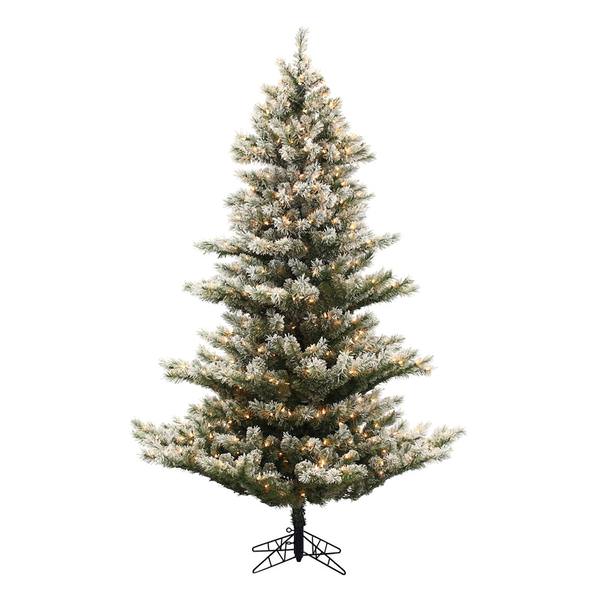 7.5' x 48" Artificial Flocked Fairbanks Pine 700 Clear Miniature Lights