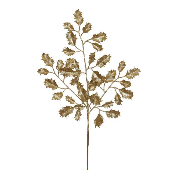 22" Gold Glitter Holly Spray (12 pack)