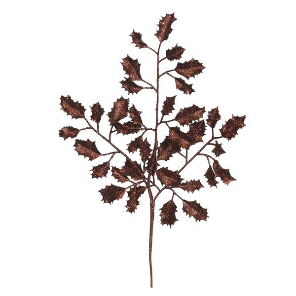22" Chocolate Glitter Holly Spray (12 pack)