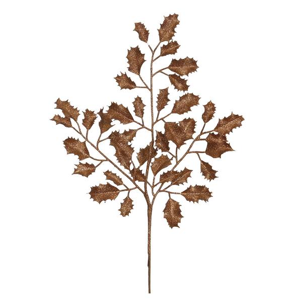 22" Copper Glitter Holly Spray (12 pack)