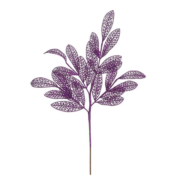 22" Purple Glitter Mesh Bay Leaf Spray (12 pack)