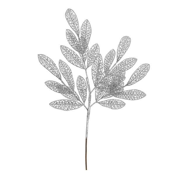 22" Silver Glitter Mesh Bay Leaf Spray (12 pack)