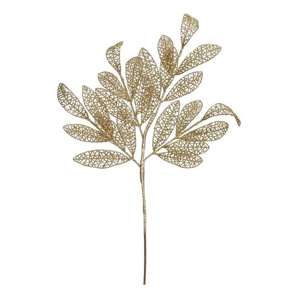 22" Gold Glitter Mesh Bay Leaf Spray (12 pack)
