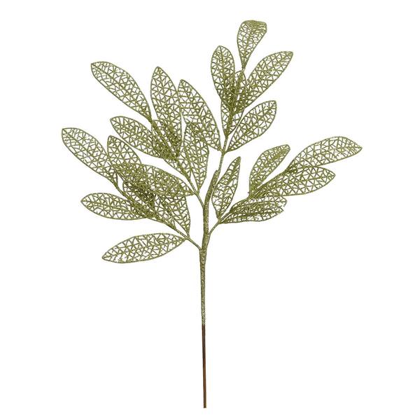 22" Lime Glitter Mesh Bay Leaf Spray (12 pack)