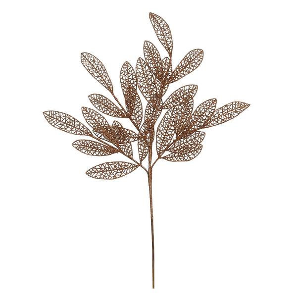 22" Copper Glitter Mesh Bay Leaf Spray (12 pack)