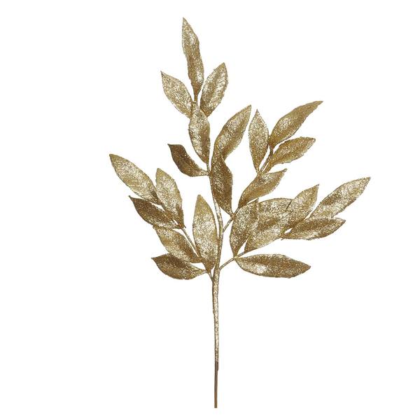 22" Gold Glitter Bay Leaf Spray (12 pack)